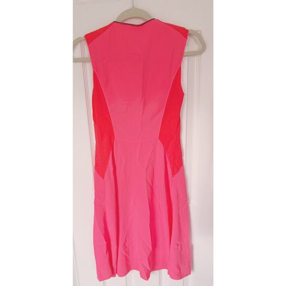 Elie Tahari Colorblock Zipper Sleeveless Mini Dress Pink 0 Feminine Career Bold - Picture 3 of 10